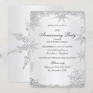Invitación Fiesta del 25 Aniversario Plata Navidad de Inviern