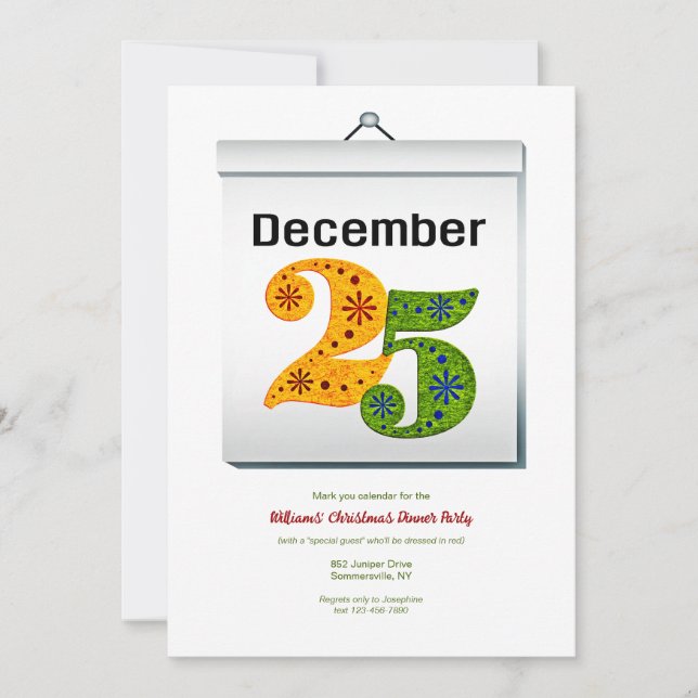 Invitación Fiesta del 25 de diciembre (Anverso)