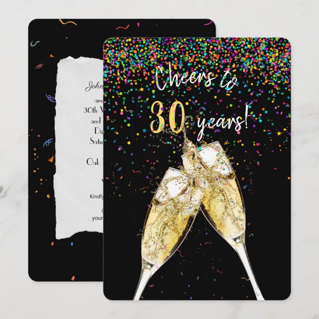 Invitación fiesta del 30 aniversario de bodas (Anverso / Reverso)