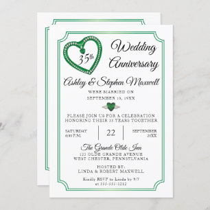 Invitación Fiesta del 35º Aniversario de Boda Esmeraldas Diam