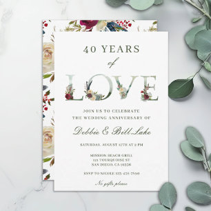 Invitación fiesta del 40 aniversario 40 años de amor