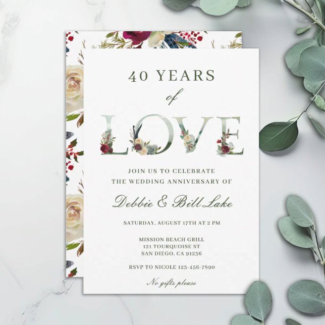 Invitación fiesta del 40 aniversario 40 años de amor (Subido por el creador)