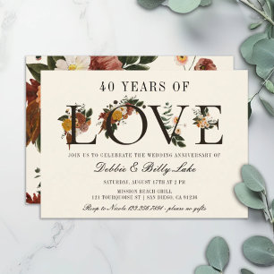 Invitación fiesta del 40 aniversario 40 años de amor