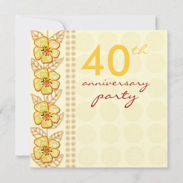 Invitación Fiesta del 40° Aniversario de las flores de moda (Anverso)