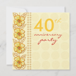 Invitación Fiesta del 40° Aniversario de las flores de moda