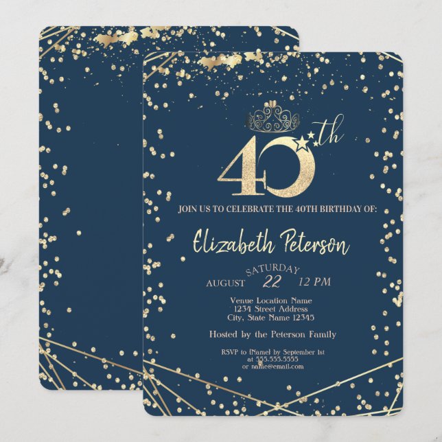 Invitación Fiesta del 40 cumpleaños de la Marina de los Diama (Anverso / Reverso)