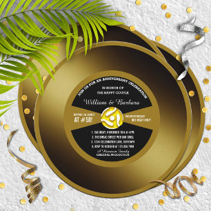 Invitación Fiesta del 45 Aniversario de Vinyl con récord de o