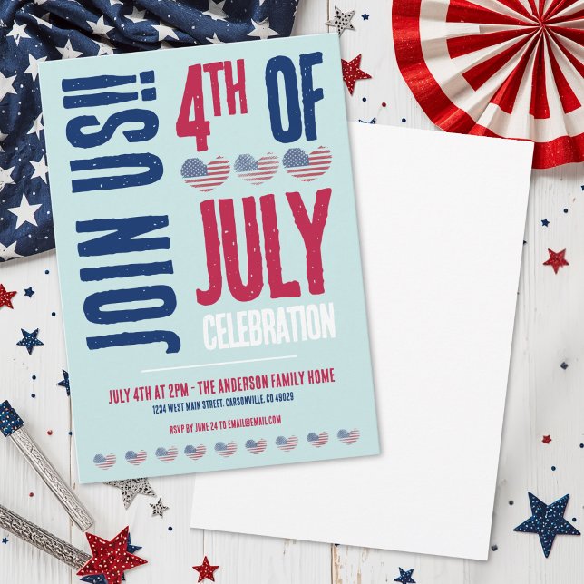 Invitación Fiesta del 4 de Julio (4th Of July Party Red White Blue Patriotic Invitation)