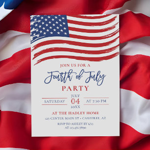 Invitación Fiesta del 4 de julio con bandera americana