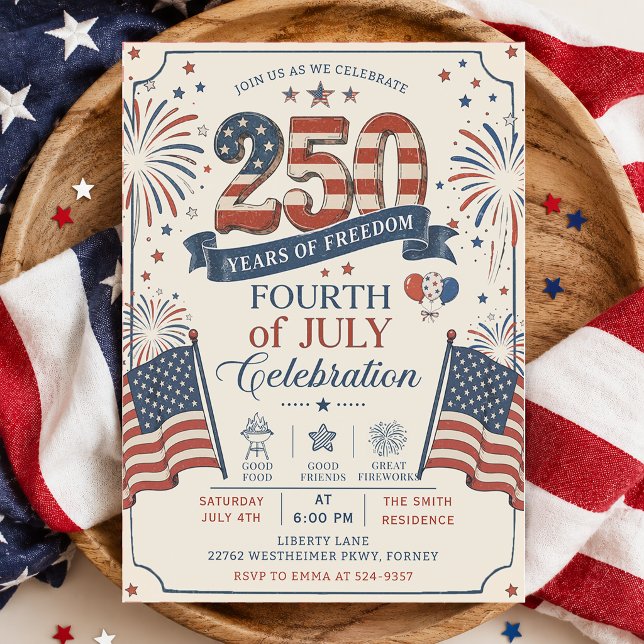 Invitación Fiesta del 4 de julio del 250 aniversario de Améri (Subido por el creador)