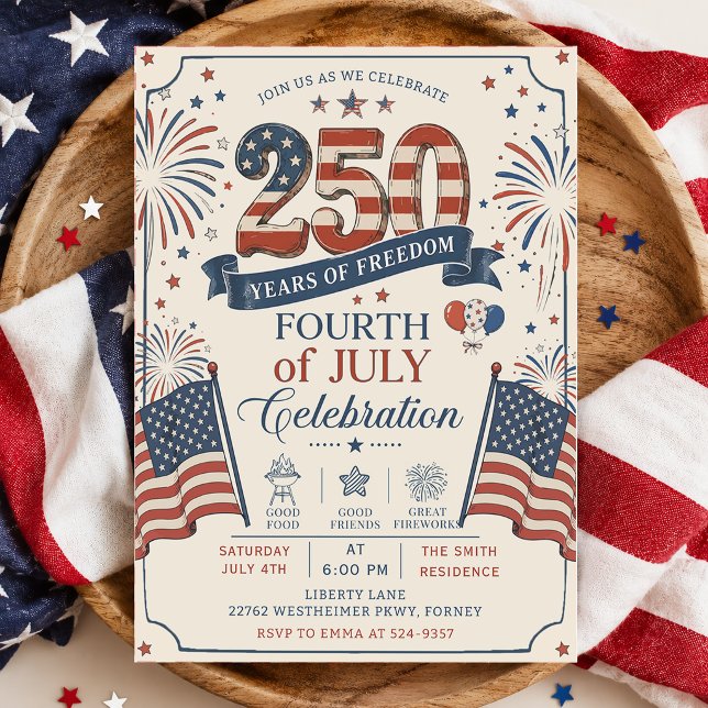 Invitación Fiesta del 4 de julio del 250 aniversario de Améri (Subido por el creador)
