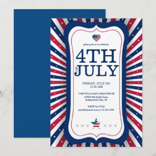 Invitación Fiesta del 4 de julio Día de la Independencia Estr