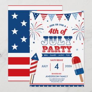 Invitación Fiesta del 4 de Julio Día de la Independencia Patr