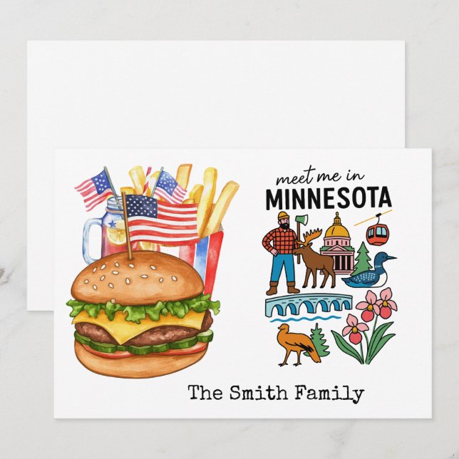 Invitación fiesta del 4 de julio en Minnesota   (Anverso / Reverso)
