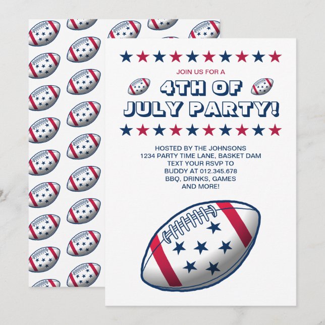 Invitación Fiesta del 4 de Julio Fútbol (Anverso / Reverso)