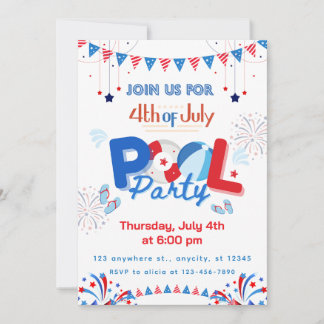 Invitación Fiesta del 4 de julio personalizable