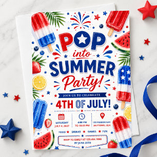 Invitación Fiesta del 4 de julio Pop Verano BBQ Día de la Ind