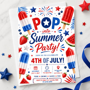 Invitación Fiesta del 4 de julio Pop Verano BBQ Día de la Ind
