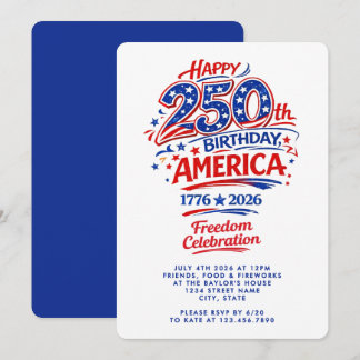 Invitación Fiesta del 4 de julio por el 250º aniversario de E