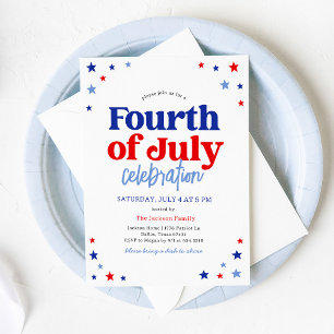 Invitación Fiesta del 4 de Julio Roja Blanca y Azul