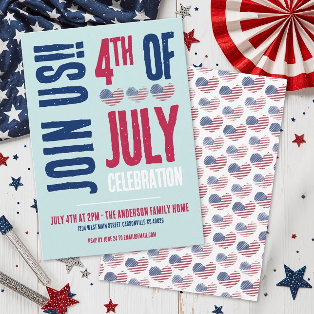 Invitación Fiesta del 4 de Julio Rojo Blanco Azul (4th Of July Party Red White Blue Patriotic Invitation)