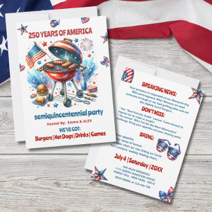 Invitación Fiesta del 4 de julio Semiquincentenario de los Es