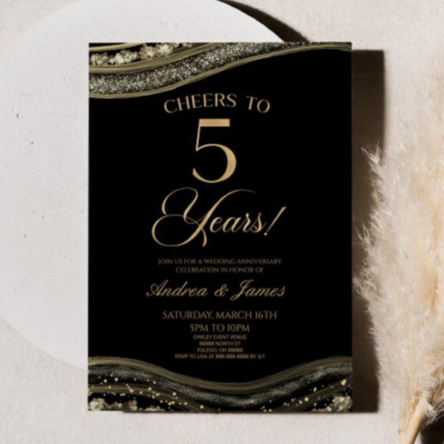 Invitación Fiesta del 5º aniversario de la Black Gold Agate (Subido por el creador)