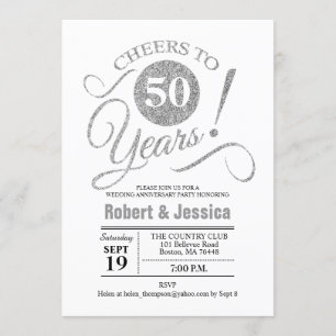 Invitación Fiesta del 50° aniversario Boda - Blanco plateado
