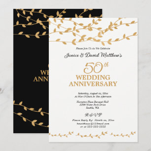 Invitación Fiesta del 50° Aniversario Boda de Oro Elegante