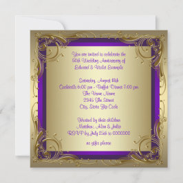 Invitación Fiesta del 50° Aniversario Boda Morado y Oro