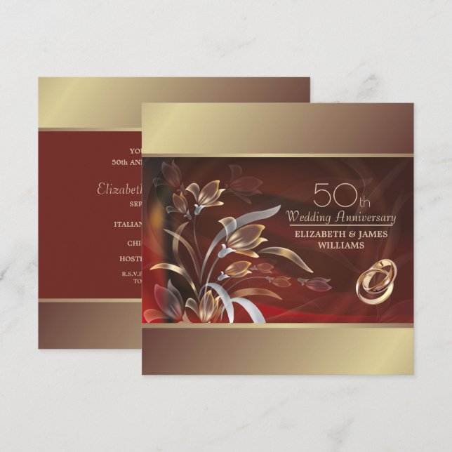 Invitación Fiesta del 50 Aniversario de Boda  (Anverso / Reverso)