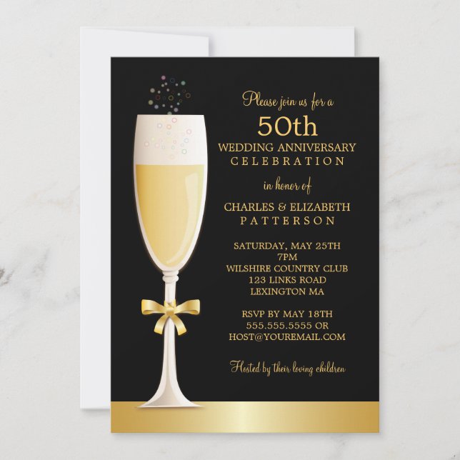 Invitación Fiesta del 50° aniversario de Boda de Champán espa (Anverso)