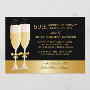 Invitación Fiesta del 50° aniversario de Boda de Champán espa