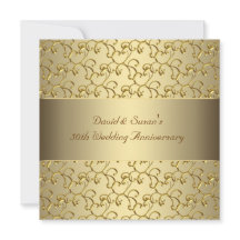 Fiesta del 50 aniversario de Boda Gold Swirls Gold