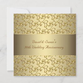 Invitación Fiesta del 50 aniversario de Boda Gold Swirls Gold