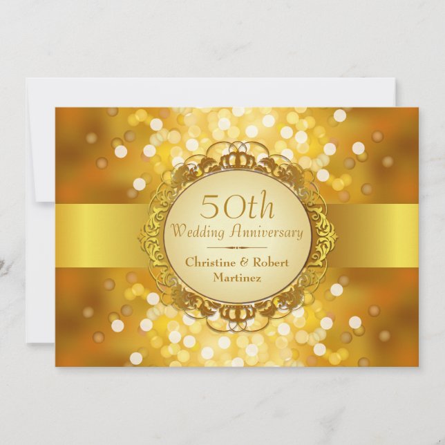 Invitación Fiesta del 50 aniversario de Golden Bokeh (Anverso)