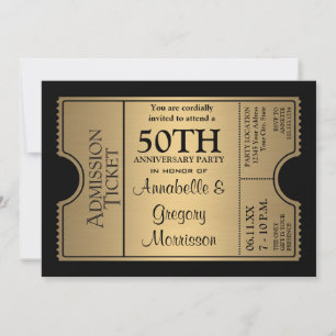 Invitación Fiesta del 50 aniversario del Golden Ticket Style 