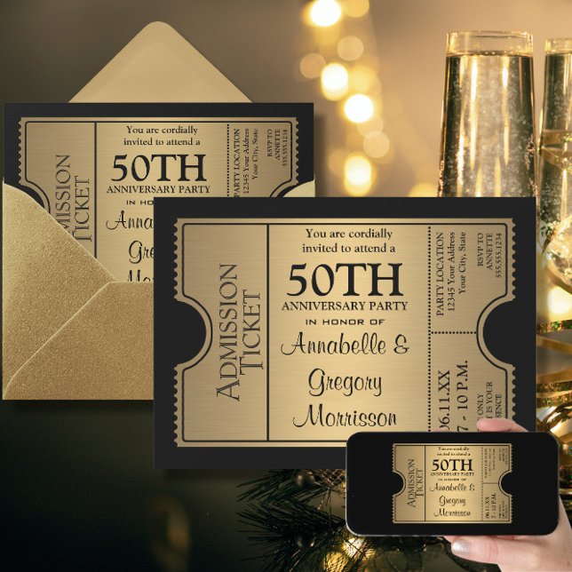 Invitación Fiesta del 50 aniversario del Golden Ticket Style  (Subido por el creador)