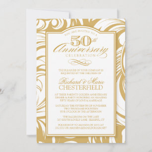 Invitación fiesta del 50° Aniversario Fancy Golden Invitation