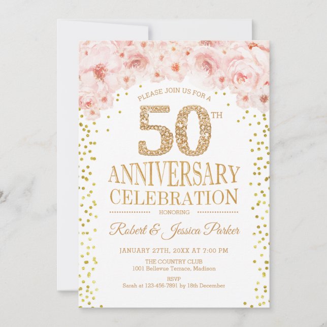 Invitación fiesta del 50 aniversario - Oro Blanco (Anverso)