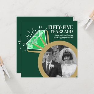 Invitación fiesta del 55 aniversario anillo de oro esmeralda 