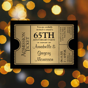 Invitación Fiesta del 65º Aniversario del Golden Ticket Style
