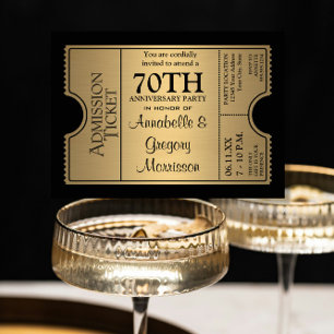 Invitación Fiesta del 70 aniversario del Golden Ticket Style