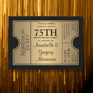 Invitación Fiesta del 75º aniversario del Golden Ticket Style
