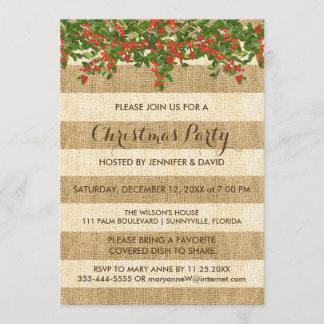 Invitación Fiesta del acebo de las rayas y del navidad de la