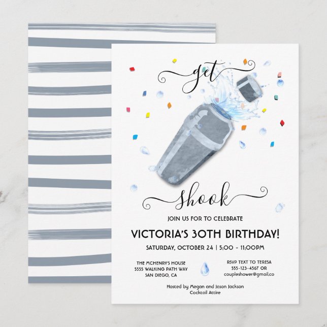 Invitación Fiesta del agitador de cócteles de Shook (Anverso / Reverso)