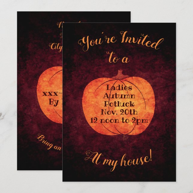 Invitación Fiesta del almuerzo de Autumn potluck (Anverso / Reverso)