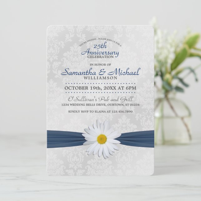 Invitación Fiesta del Aniversario Azul de la Marina Shasta Da (Anverso de pie)