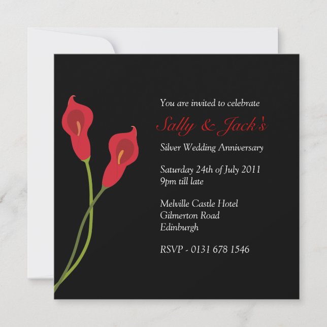 Invitación Fiesta del Aniversario de la Calla Roja - negro (Anverso)