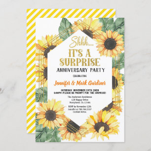 Invitación Fiesta del aniversario de la sorpresa del girasol
